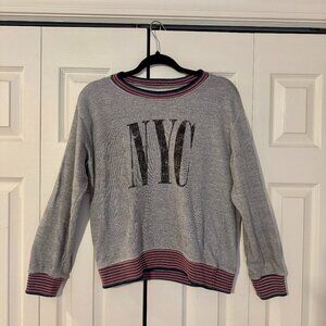 Vintage Havana NYC graphic Sweatshirt Girls Size XLarge/16 Gray with Stripe
